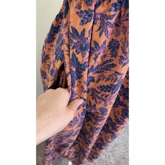 Universal Thread Orchid Floral Button Down Dress Tie Back Midi Sienna Blue XL - Picture 11 of 14